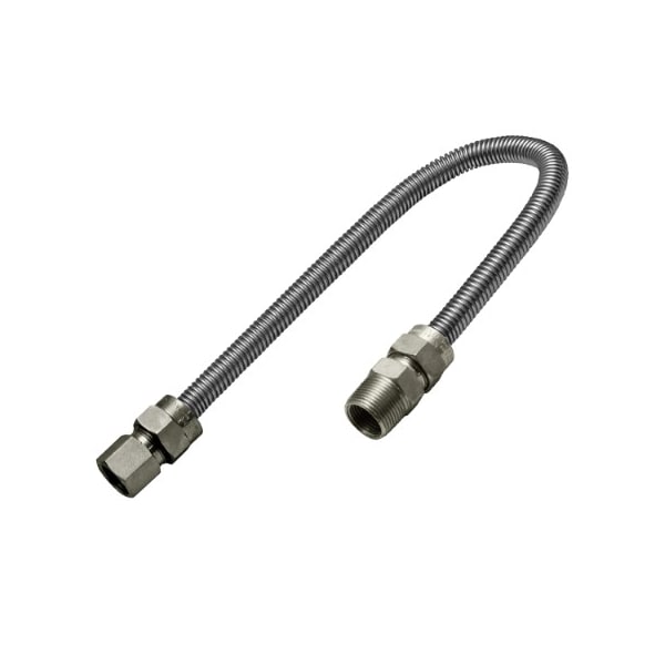 Flextron Gas Line Hose 3/8'' O.D. x 36'' Length 1/2" x 3/8" FIP Fittings, Stainless Steel Flexible Connector FTGC-SS14-36E - main